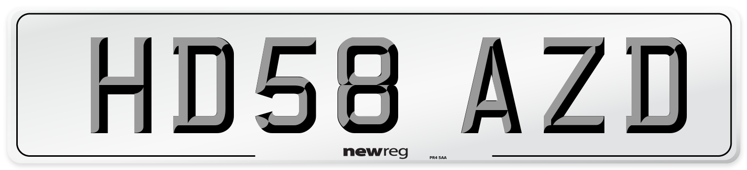 HD58 AZD Number Plate from New Reg